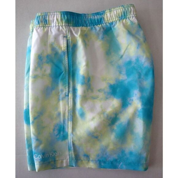 Calvin Klein Men Sz L Light Blue Wash Standard UV Protected Print Swim Trunk - Picture 4 of 7